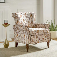 Nyctelius - Fauteuil d'appoint traditionnel en polyester avec accoudoirs roulés et clous décoratifs par HULALA HOME