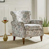 Nyctelius - Fauteuil d'appoint traditionnel en polyester avec accoudoirs roulés et clous décoratifs par HULALA HOME