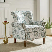 Nyctelius - Fauteuil d'appoint traditionnel en polyester avec accoudoirs roulés et clous décoratifs par HULALA HOME