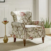 Nyctelius - Fauteuil d'appoint traditionnel en polyester avec accoudoirs roulés et clous décoratifs par HULALA HOME