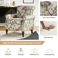 Nyctelius - Fauteuil d'appoint traditionnel en polyester avec accoudoirs roulés et clous décoratifs par HULALA HOME