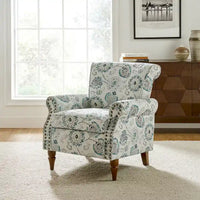Nyctelius - Fauteuil d'appoint traditionnel en polyester avec accoudoirs roulés et clous décoratifs par HULALA HOME