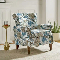 Nyctelius - Fauteuil d'appoint traditionnel en polyester avec accoudoirs roulés et clous décoratifs par HULALA HOME