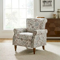 Nyctelius - Fauteuil d'appoint traditionnel en polyester avec accoudoirs roulés et clous décoratifs par HULALA HOME