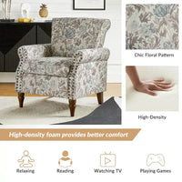 Nyctelius - Fauteuil d'appoint traditionnel en polyester avec accoudoirs roulés et clous décoratifs par HULALA HOME