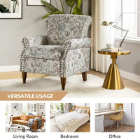 Nyctelius - Fauteuil d'appoint traditionnel en polyester avec accoudoirs roulés et clous décoratifs par HULALA HOME