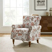 Nyctelius - Fauteuil d'appoint traditionnel en polyester avec accoudoirs roulés et clous décoratifs par HULALA HOME