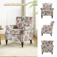 Nyctelius - Fauteuil d'appoint traditionnel en polyester avec accoudoirs roulés et clous décoratifs par HULALA HOME