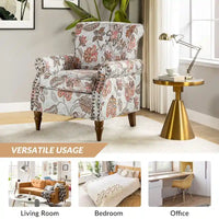 Nyctelius - Fauteuil d'appoint traditionnel en polyester avec accoudoirs roulés et clous décoratifs par HULALA HOME