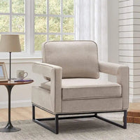 Fauteuil d'appoint moderne avec accoudoirs, Fauteuil de salon rembourré de style Mid-century
