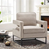 Fauteuil d'appoint moderne avec accoudoirs, Fauteuil de salon rembourré de style Mid-century