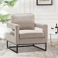Fauteuil d'appoint moderne avec accoudoirs, Fauteuil de salon rembourré de style Mid-century