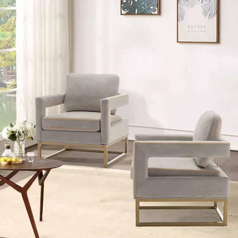 Fauteuil d'appoint moderne avec accoudoirs, Fauteuil de salon rembourré de style Mid-century