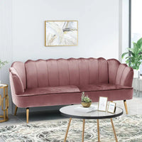 Canapé 3 places Reitz Glam Velvet Shell de Christopher Knight Home - 76,25 L x 29,25 l x 33,50 H