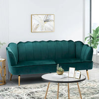 Canapé 3 places Reitz Glam Velvet Shell de Christopher Knight Home - 76,25 L x 29,25 l x 33,50 H