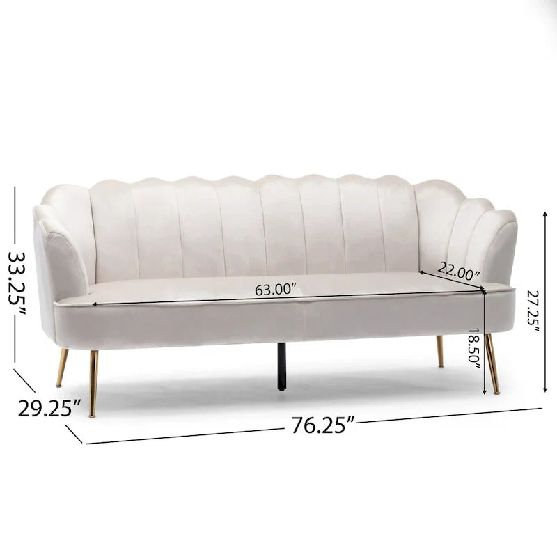 Canapé 3 places Reitz Glam Velvet Shell de Christopher Knight Home - 76,25 L x 29,25 l x 33,50 H