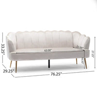 Canapé 3 places Reitz Glam Velvet Shell de Christopher Knight Home - 76,25 L x 29,25 l x 33,50 H