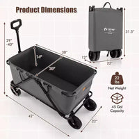 Costway Chariot wagon robuste avec guidon reglable, porte-bouteilles et poche de rangement, cafe/gris