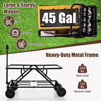 Costway Chariot wagon robuste avec guidon reglable, porte-bouteilles et poche de rangement, cafe/gris