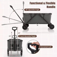 Costway Chariot wagon robuste avec guidon reglable, porte-bouteilles et poche de rangement, cafe/gris