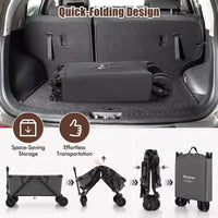 Costway Chariot wagon robuste avec guidon reglable, porte-bouteilles et poche de rangement, cafe/gris