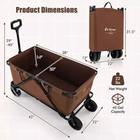 Costway Chariot wagon robuste avec guidon reglable, porte-bouteilles et poche de rangement, cafe/gris