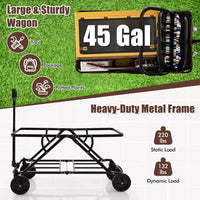 Costway Chariot wagon robuste avec guidon reglable, porte-bouteilles et poche de rangement, cafe/gris