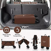 Costway Chariot wagon robuste avec guidon reglable, porte-bouteilles et poche de rangement, cafe/gris