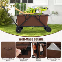 Costway Chariot wagon robuste avec guidon reglable, porte-bouteilles et poche de rangement, cafe/gris