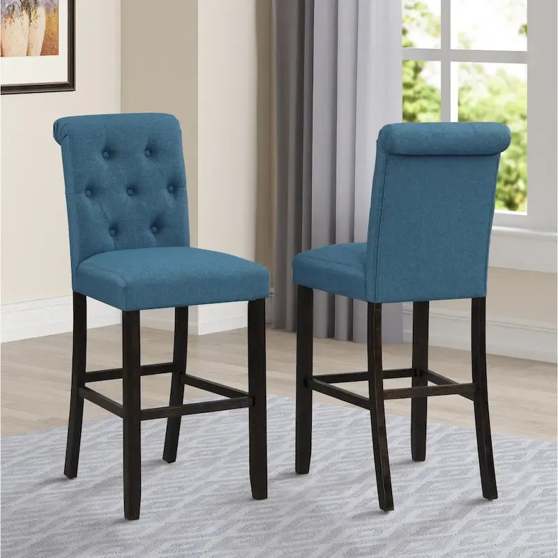 Roundhill Furniture Leviton Lot de 2 tabourets de bar capitonnés en bois massif
