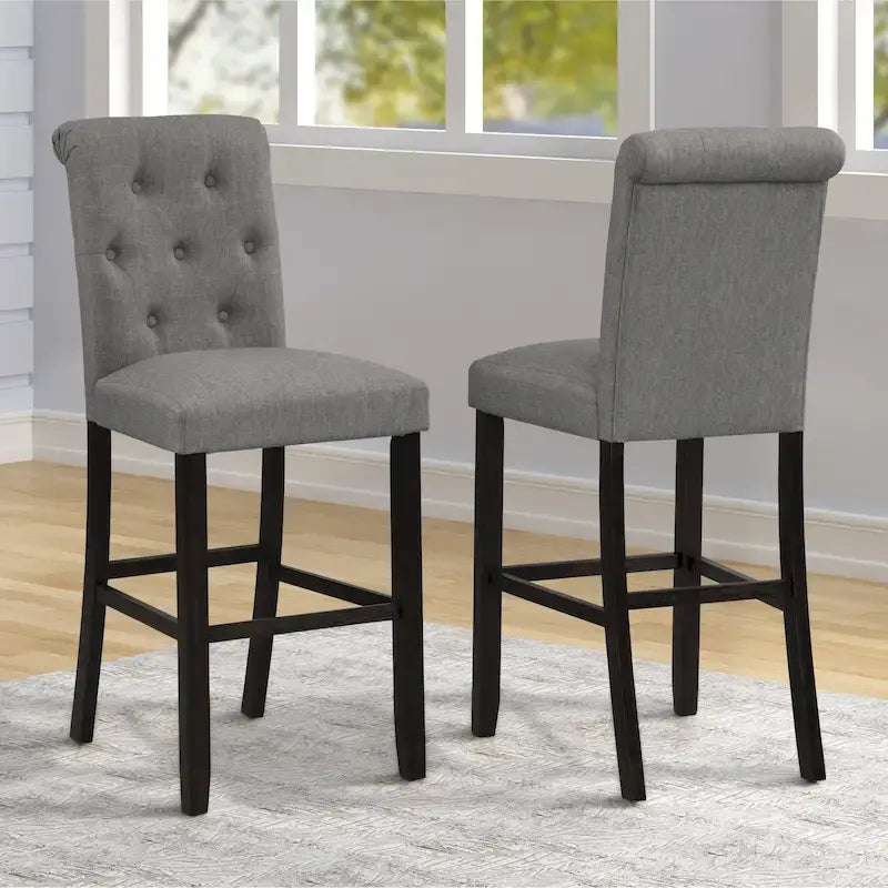 Roundhill Furniture Leviton Lot de 2 tabourets de bar capitonnés en bois massif