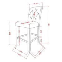 Roundhill Furniture Leviton Lot de 2 tabourets de bar capitonnés en bois massif