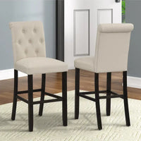 Roundhill Furniture Leviton Lot de 2 tabourets de bar capitonnés en bois massif