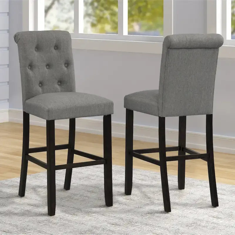 Roundhill Furniture Leviton Lot de 2 tabourets de bar capitonnés en bois massif