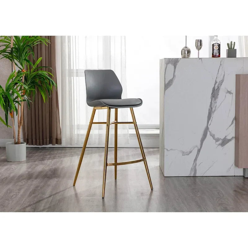 Tabourets de bar Porthos Home Calix lot de 2, cuir PU, pieds chromés dorés