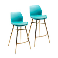 Tabourets de bar Porthos Home Calix lot de 2, cuir PU, pieds chromés dorés