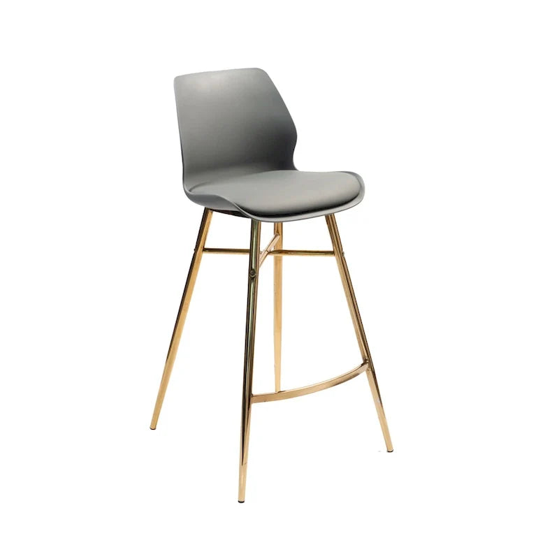 Tabourets de bar Porthos Home Calix lot de 2, cuir PU, pieds chromés dorés