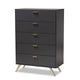 Commode à 5 tiroirs Kelson en bois gris foncé et doré