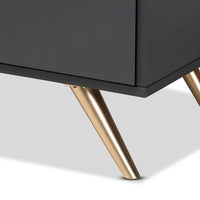Commode à 5 tiroirs Kelson en bois gris foncé et doré