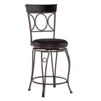 Tabouret de comptoir Linon en similicuir noir avec dossier en spirale