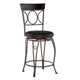 Tabouret de comptoir Linon en similicuir noir avec dossier en spirale