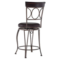 Tabouret de comptoir Linon en similicuir noir avec dossier en spirale