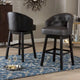 Tabouret de bar pivotant capitonné en simili-cuir brun moderne et contemporain Avril à clous décoratifs (lot de 2)