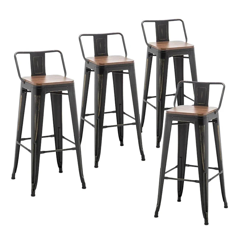 Tabourets de comptoir noirs, tabourets de bar avec dossier 24 26 pouces