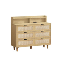 Commode 6 tiroirs de 43 pouces de large avec LED et prise de courant