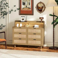 Commode 6 tiroirs de 43 pouces de large avec LED et prise de courant