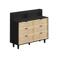 Commode 6 tiroirs de 43 pouces de large avec LED et prise de courant