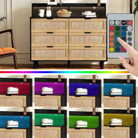Commode 6 tiroirs de 43 pouces de large avec LED et prise de courant