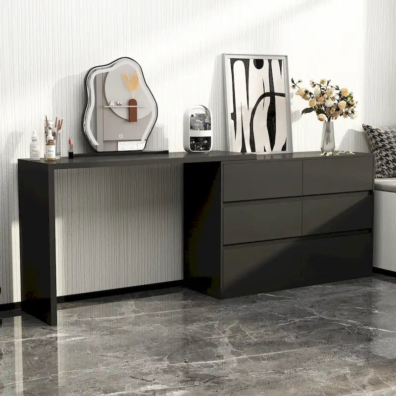 Commode et bureau rotatifs Timechee Home, commode 6 tiroirs, coiffeuse maquillage