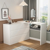 Commode et bureau rotatifs Timechee Home, commode 6 tiroirs, coiffeuse maquillage